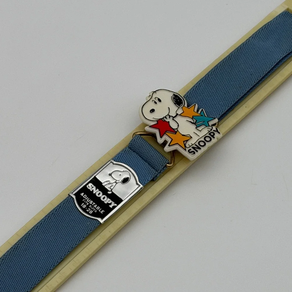 Vintage Lee Snoopy Peanuts Blue Elastic Adjustable Belt Kids Made in USA 18-28